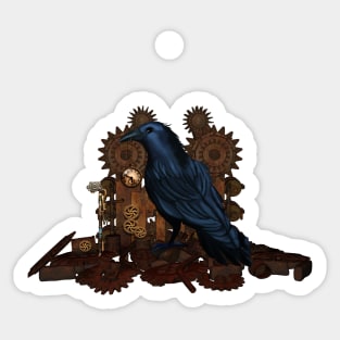 Steampunk cute crow with clock and gears Sticker